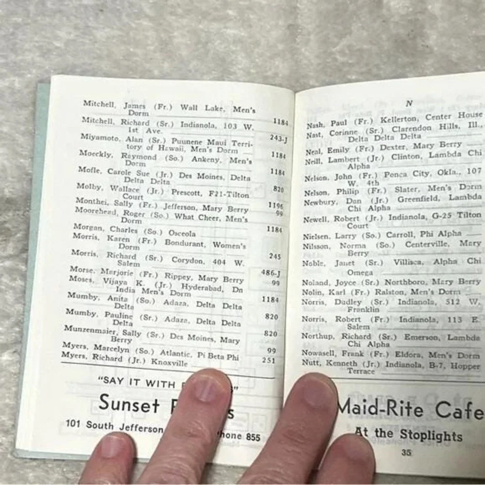 The Password Student Directory of Simpson College 1956-57 Indianola Iowa Vtg CBX